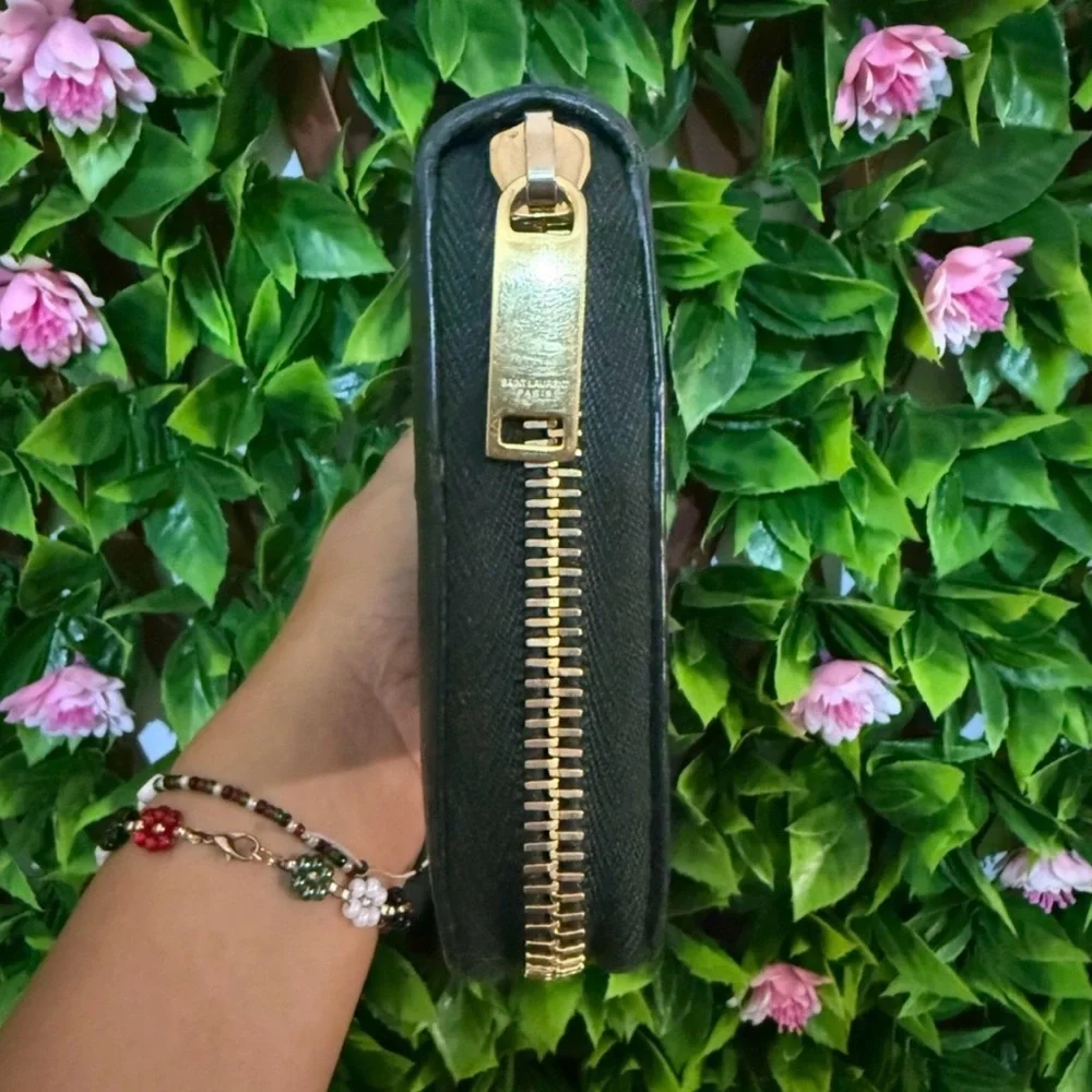 Saint Laurent Green YSL Monogram Leather Wallet - Picture 6 of 10